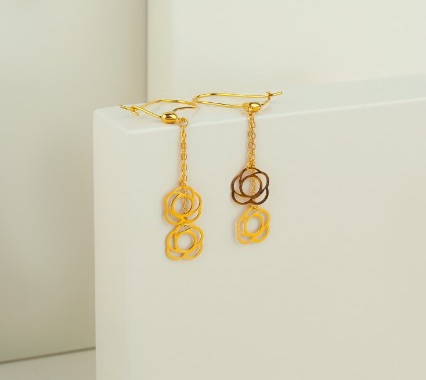 21 Karat Gold Pendant Earrings Made In Turkey H-1014